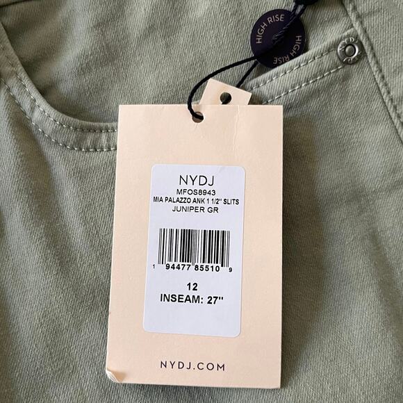 NYDJ Mia Palazzo Ankle Jeans High Waist Flare in Juniper Green Size 12 $109 NWT - Picture 10 of 12